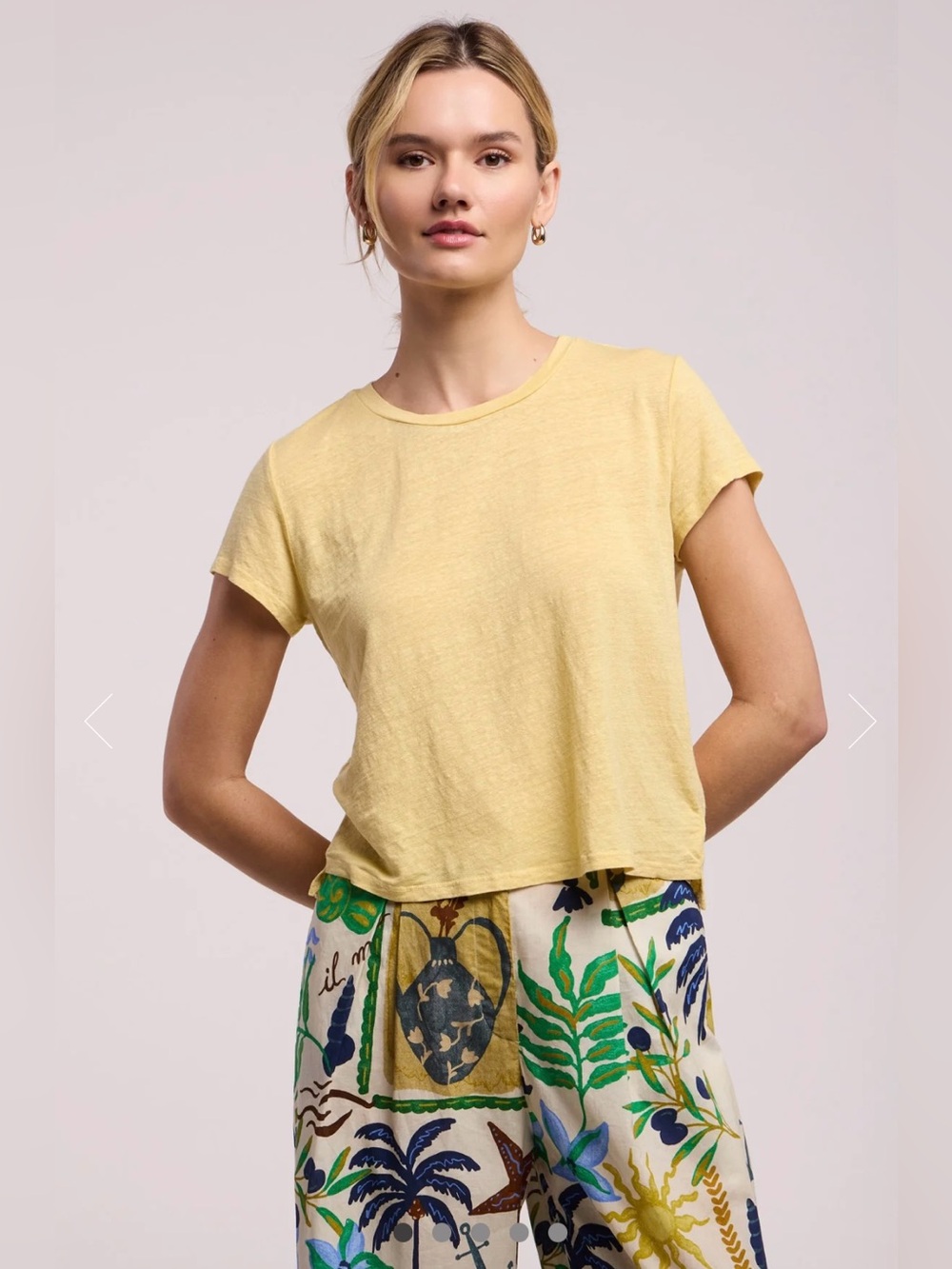 NWT Velvet By Graham & Spencer Casey Linen Tee Sun Yellow Size Large